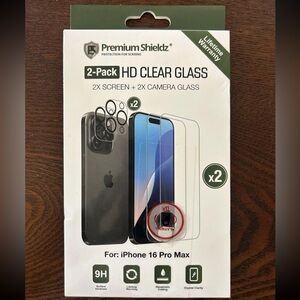 HD Clear Glass Screen Protector for iPhone 16 Pro Max - Black